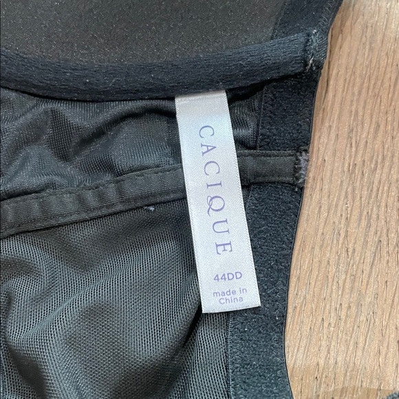 Cacique Shimmer Black Lace Strappy Front-Close Boost Plunge Bra Sz 44DD - Picture 10 of 15